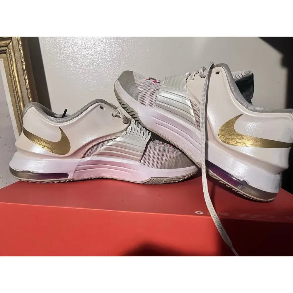 2014 Mens Nike KD 7 PRM Aunt Pearl Pink Pow Platinum Size 11.5 Used OG